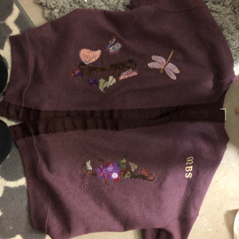 Vintage Purple Hanes Embroidered Cardigan